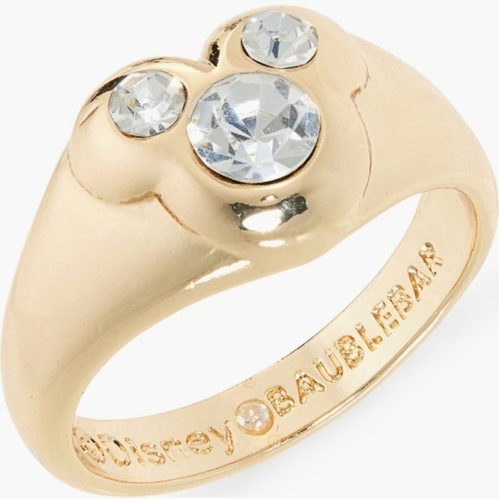 BaubleBar x Disney Micky Mouse Facete Cubic Zirconia Gold Ring::DISNEYLAND::